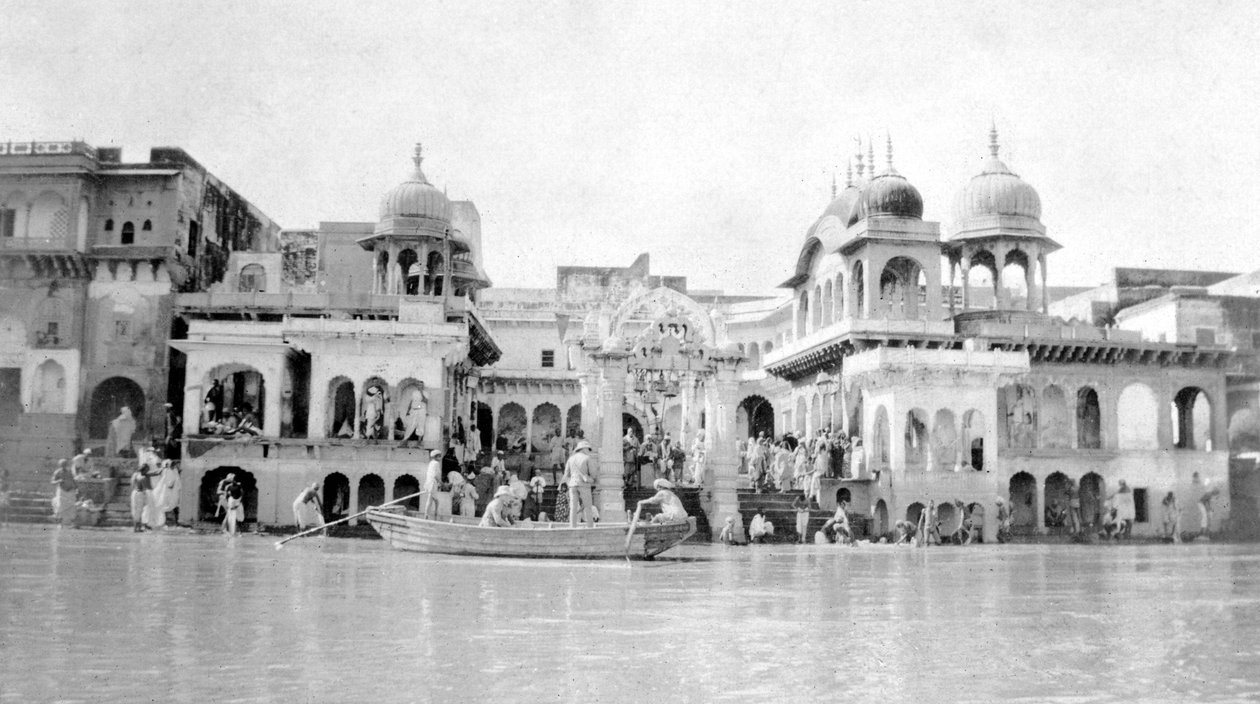 Badende ghats, Mathura, India, 1916-1917 av Unbekannt