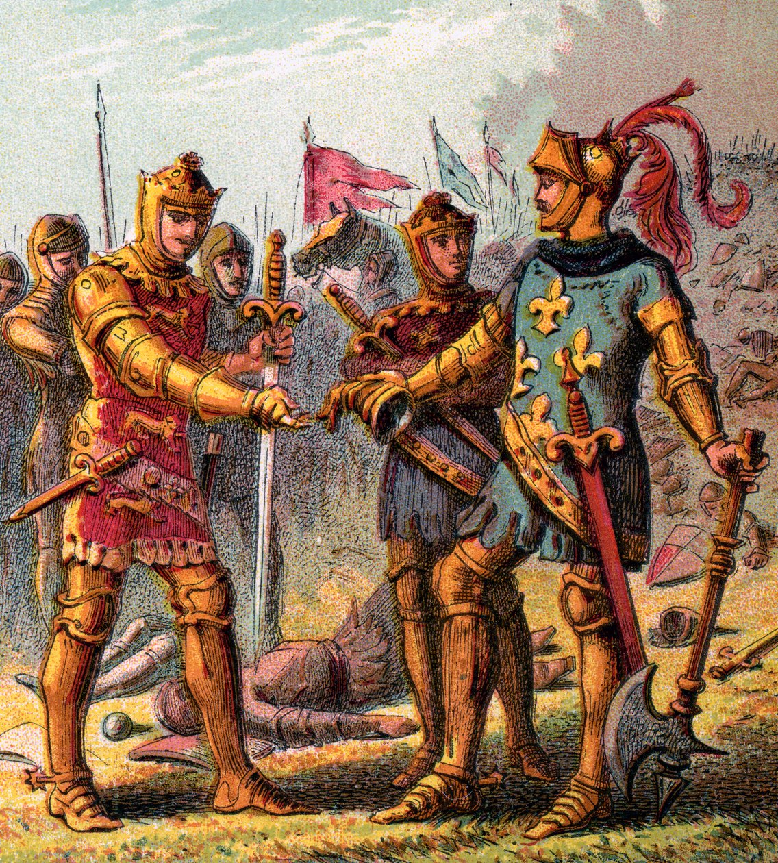 Slaget ved Poitiers, 1356, c1850 av Unbekannt