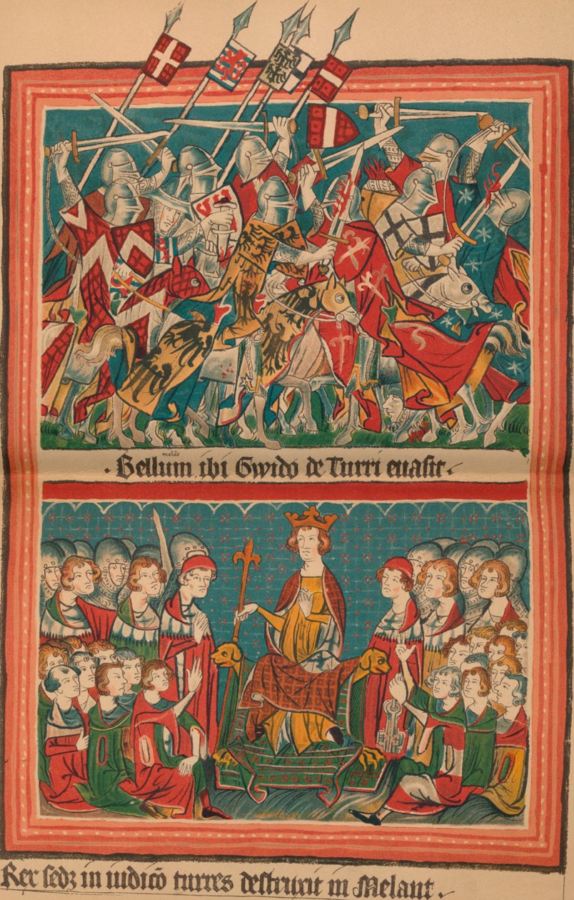 Slaget og domstolen under Henry VIIs March On Rome: A Page from the Codex Balduini, av Unbekannt