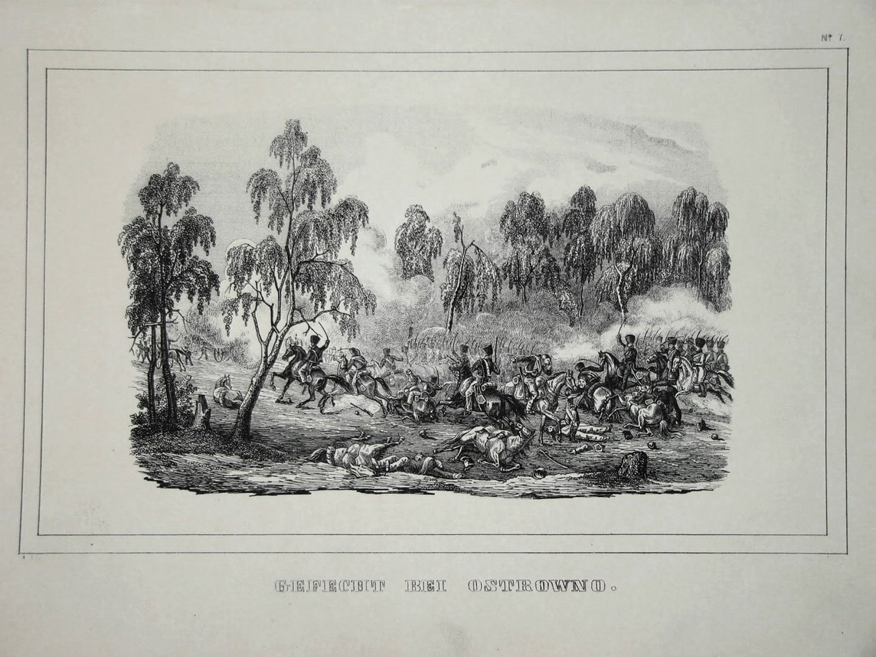 Kamp mellom russiske tropper og fransk kavaleri nær Ostrovno 25.–26. juli 1812 av Unbekannt