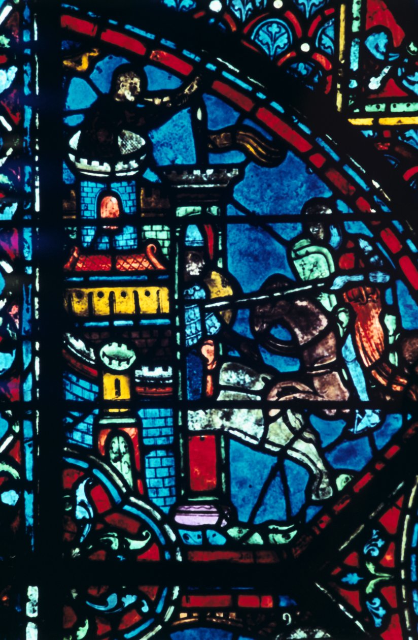 Kamp om en by, farget glass, Chartres katedral, Frankrike, c1225 av Unbekannt