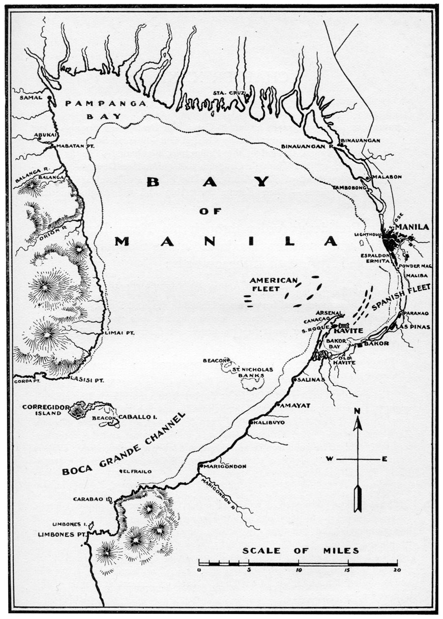 Slaget ved Manila Bay, Filippinene, spansk-amerikansk krig, 1898 av Unbekannt