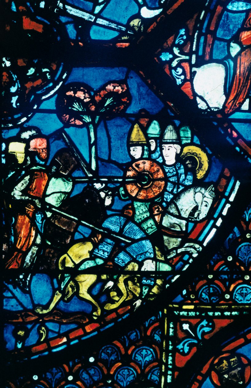 Slaget ved Sahagun, farget glass, Chartres katedral, c1225 av Unbekannt
