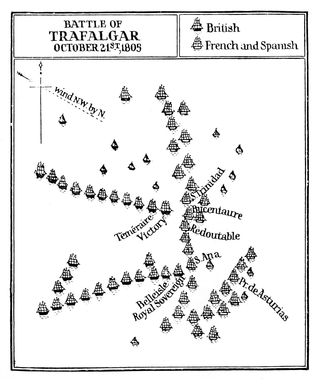 Slaget ved Trafalgar, 1805 av Unbekannt