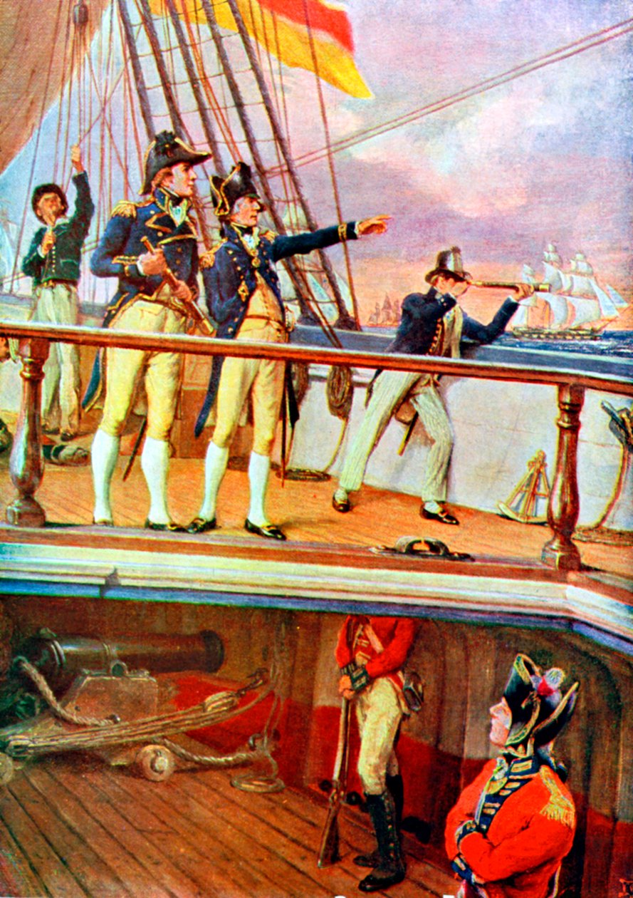 Slaget ved Trafalgar, 21. oktober 1805 av Unbekannt
