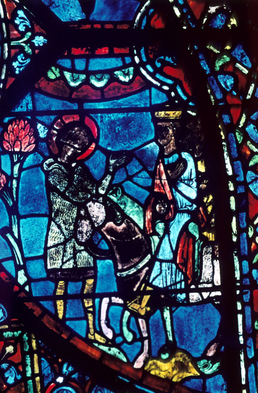 Baudoin forteller Charlemagne om døden til Roland, glassmalerier, Chartres katedral, 1194-1260 av Unbekannt
