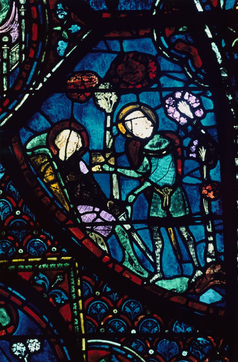 Baudoin pleier den døende Roland, glassmalerier, Chartres Cathedral, Frankrike, 1194-1260 av Unbekannt
