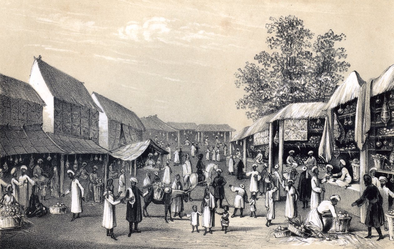 Basar i Cabul, i fruktsesongen, 1847 av Unbekannt
