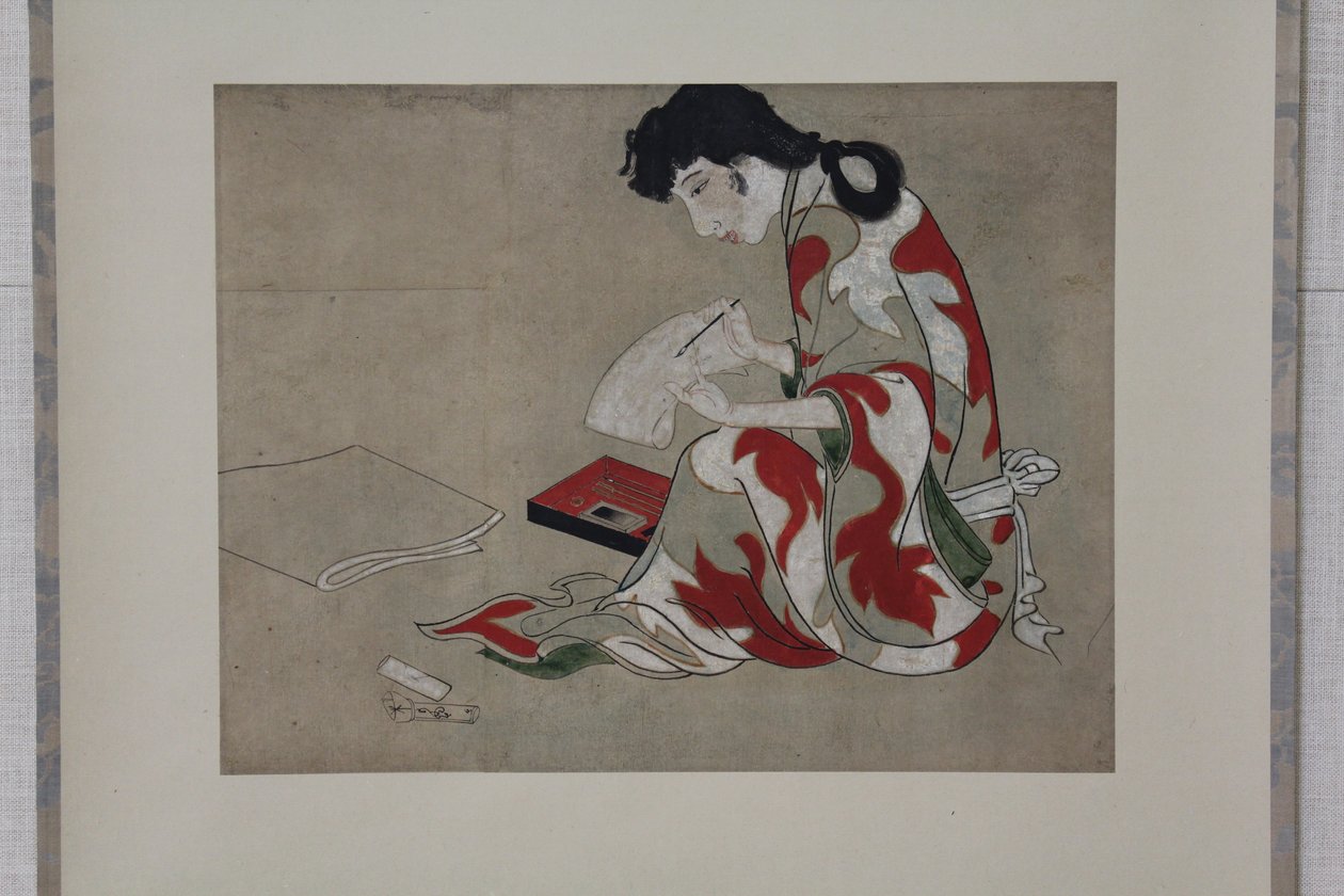 Beauty Skrive en brevkopi av en del av Hikone-skjermen, 1600-1700-tallet. av Unbekannt
