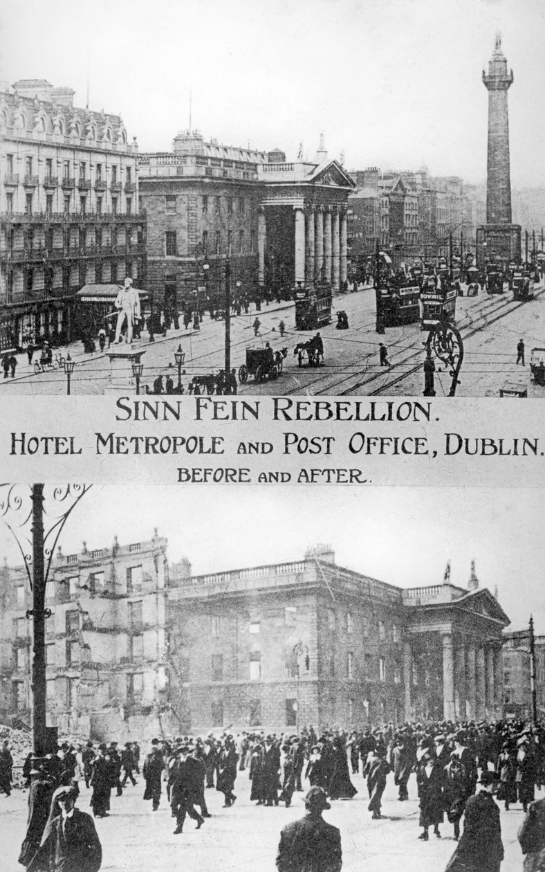 Før og etter, anti-engelsk irsk opprør, Dublin, mai 1916 av Unbekannt
