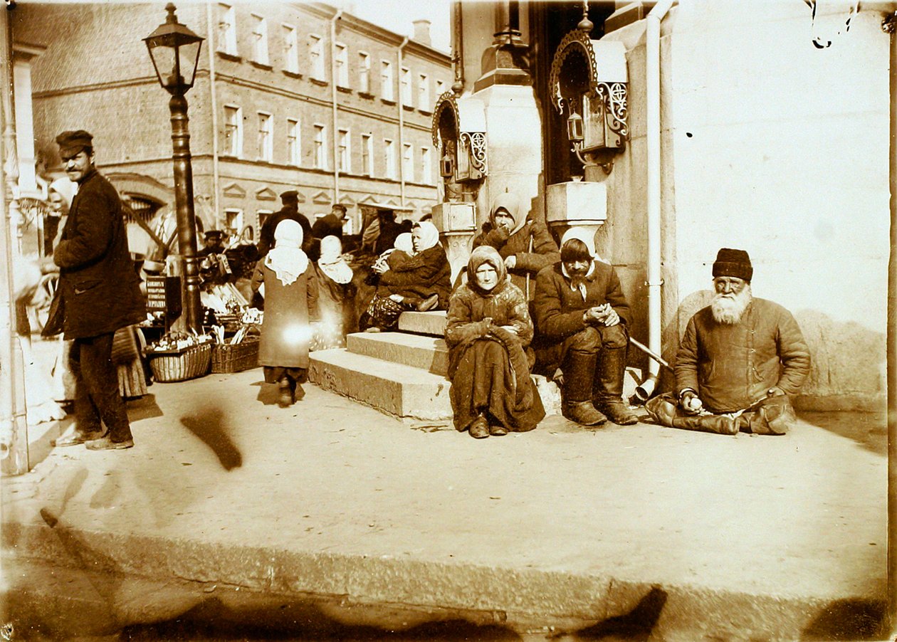Tiggere foran Valaam-klosteret, Moskva, Russland, 1907 av Unbekannt