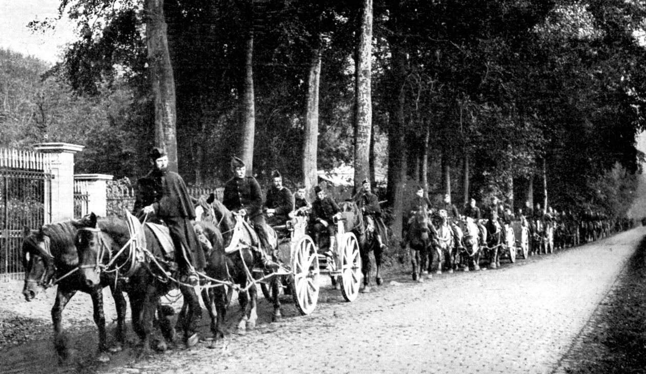 Belgisk artilleri som unngår tyske Taube-fly, første verdenskrig, 1914 av Unbekannt
