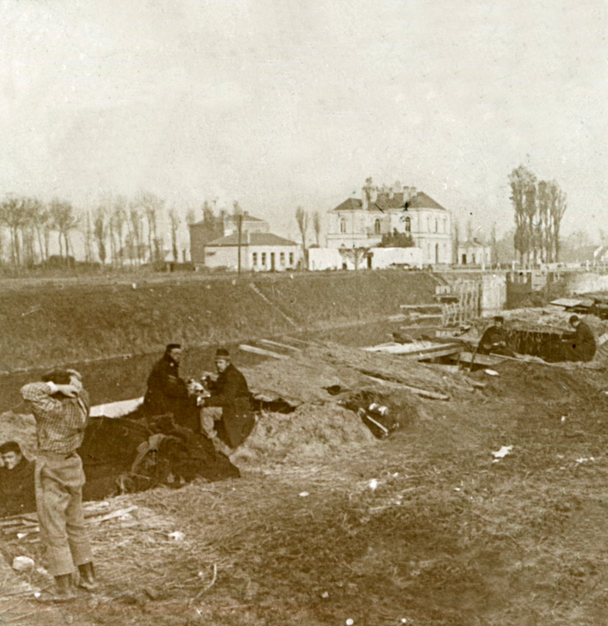 Belgisk utkikk, Yser, Flandern, Belgia, c1914-c1918 av Unbekannt