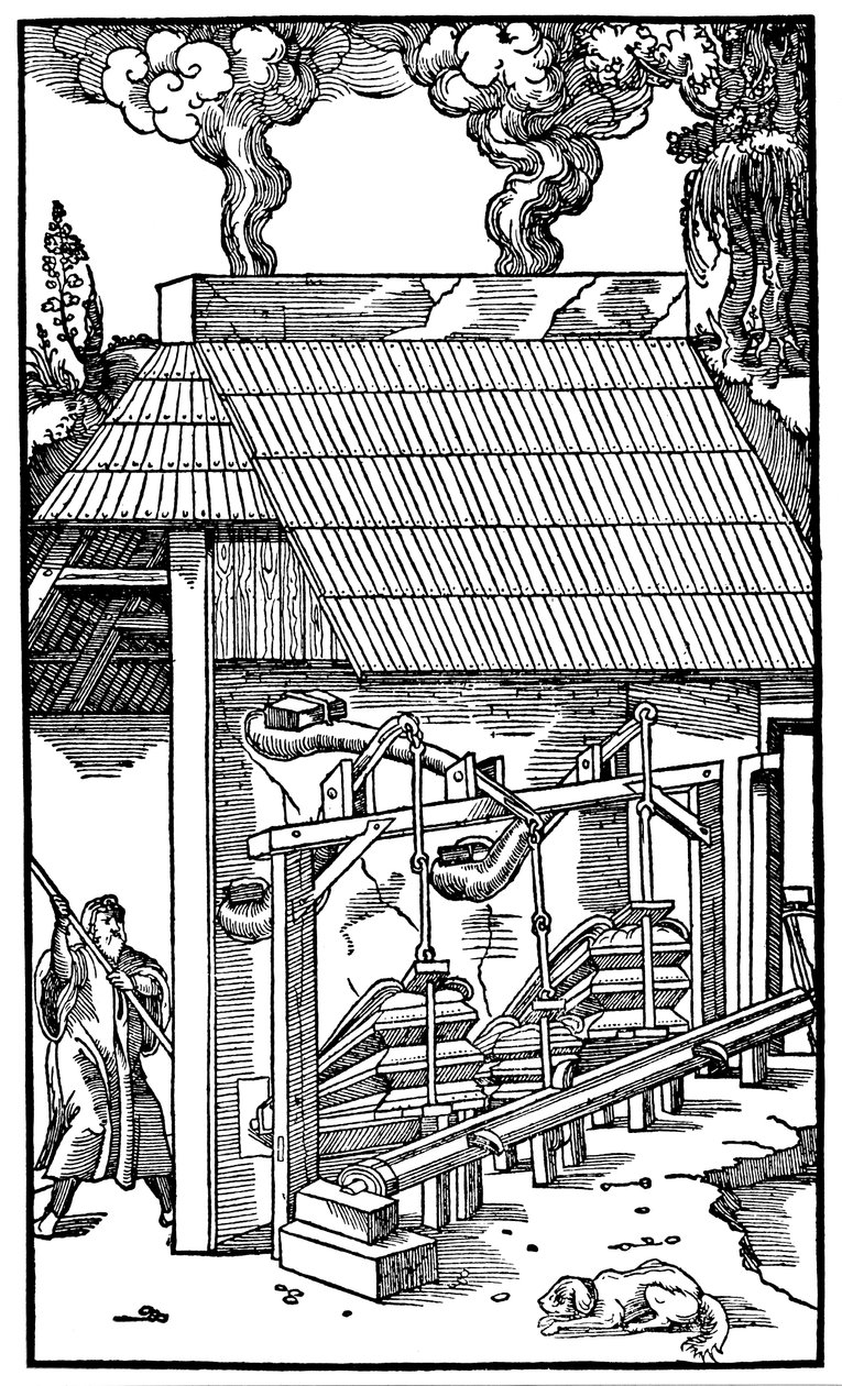 Belger som gir trekk til en smelteovn, 1556 av Unbekannt