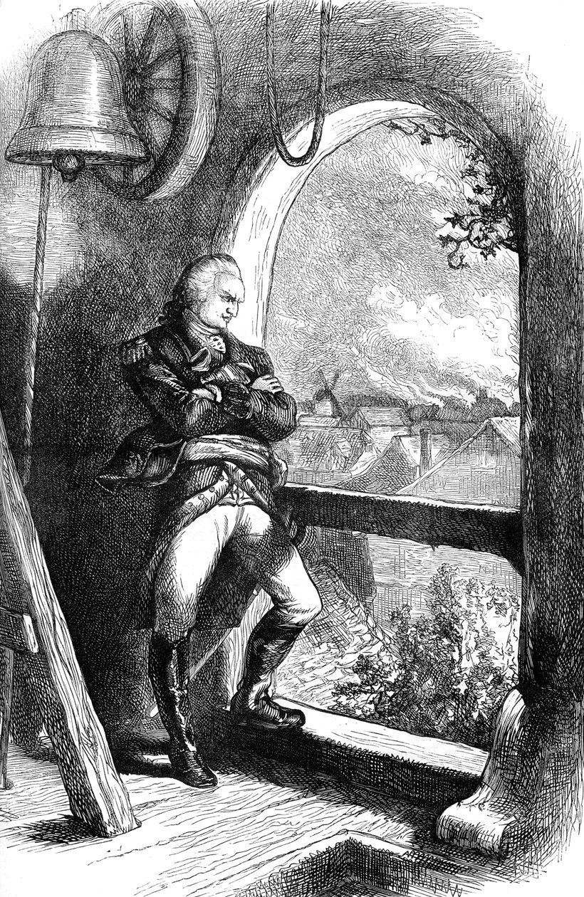 Benedict Arnold ser på ødeleggelsen av New London, 1781 c1880 av Unbekannt