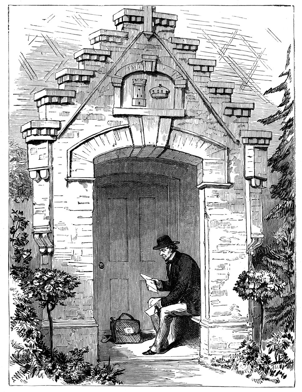 Benjamin Disraeli 1804-1881 leste brev på verandaen til Hughenden Lodge, 1800-tallet av Unbekannt