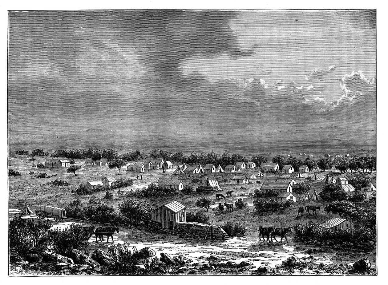 Berkly eller Klipdrift, en by i Griqualand West, Sør-Afrika, ca 1890 av Unbekannt