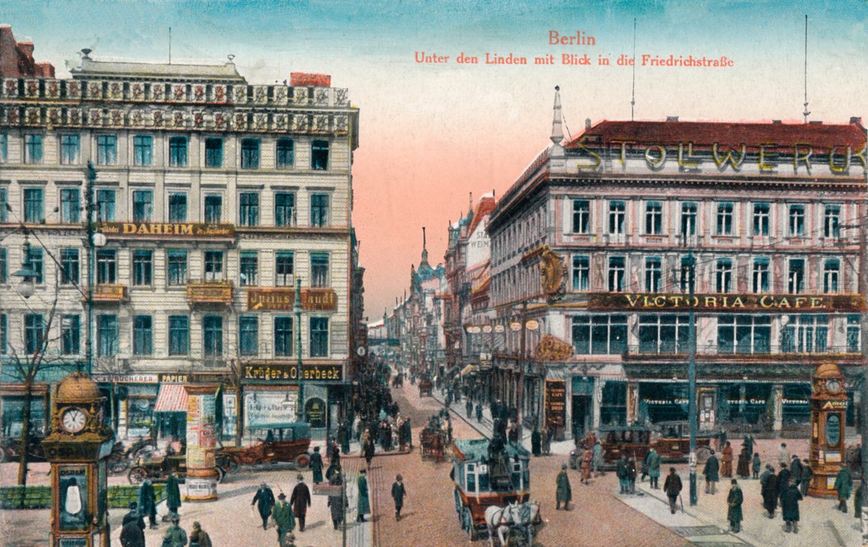 Berlin - Unter den Linden med utsikt over Friedrichstrasse, ca 1900 av Unbekannt