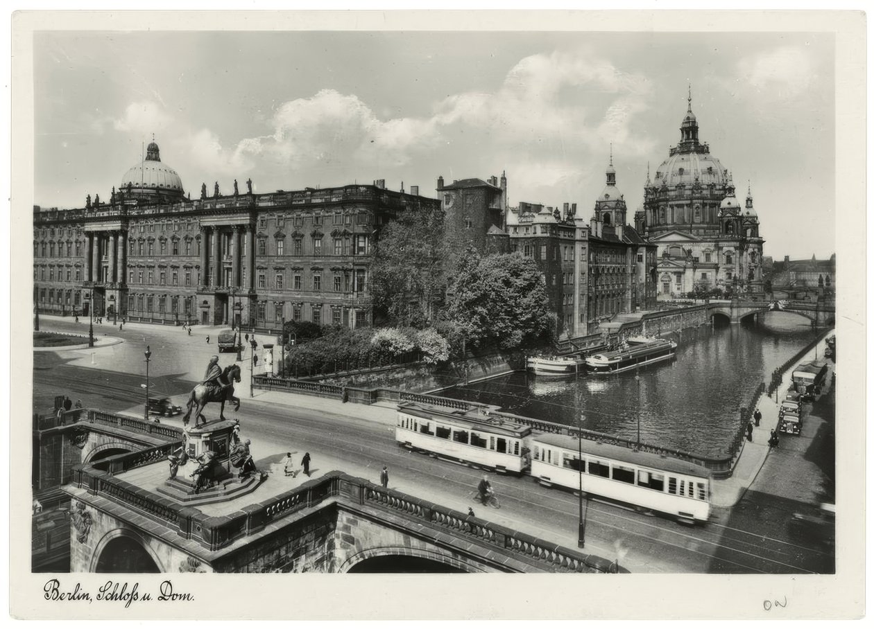 Berlin, bypalass med Kurfürstenbrücke og katedral / fotopostkort rundt 1937/38 av Unbekannt