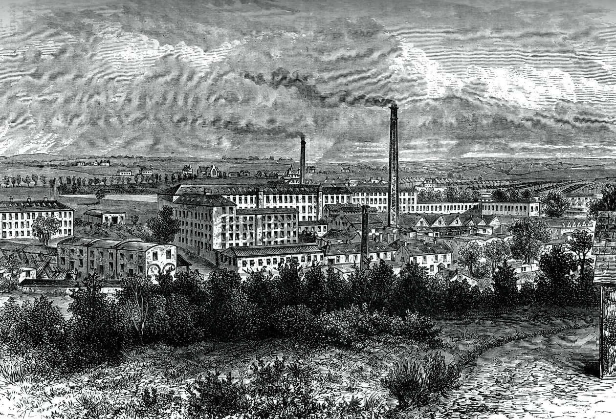 Bessbrook Mills and village, County Armagh, Irland, c1880 av Unbekannt