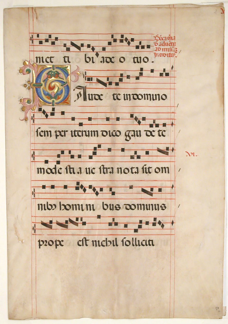 Bifolium med foliated initial C, fra en gradvis, andre halvdel av 1400-tallet. av Unbekannt