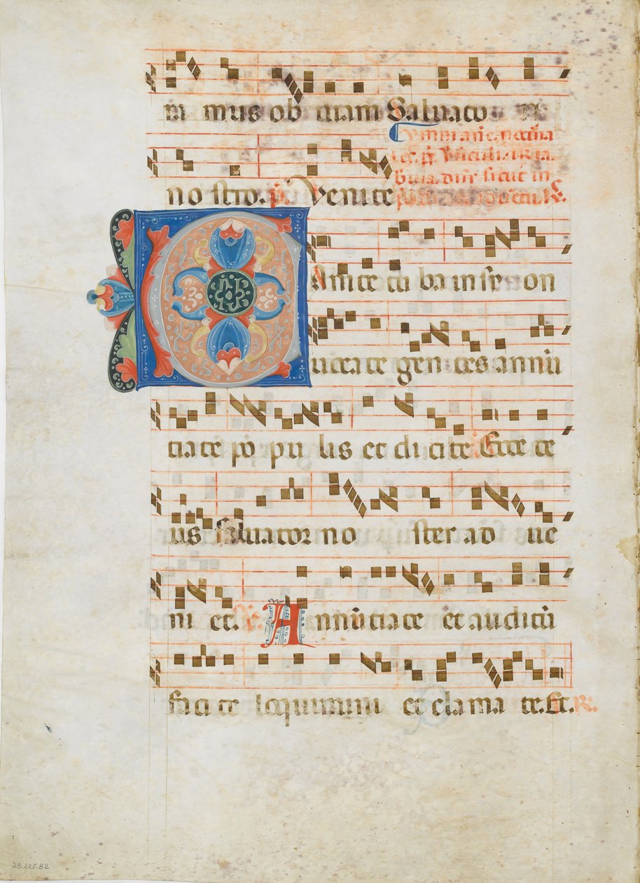 Bifolium med initial C, fra et antifonarium, ca. 1320. av Unbekannt