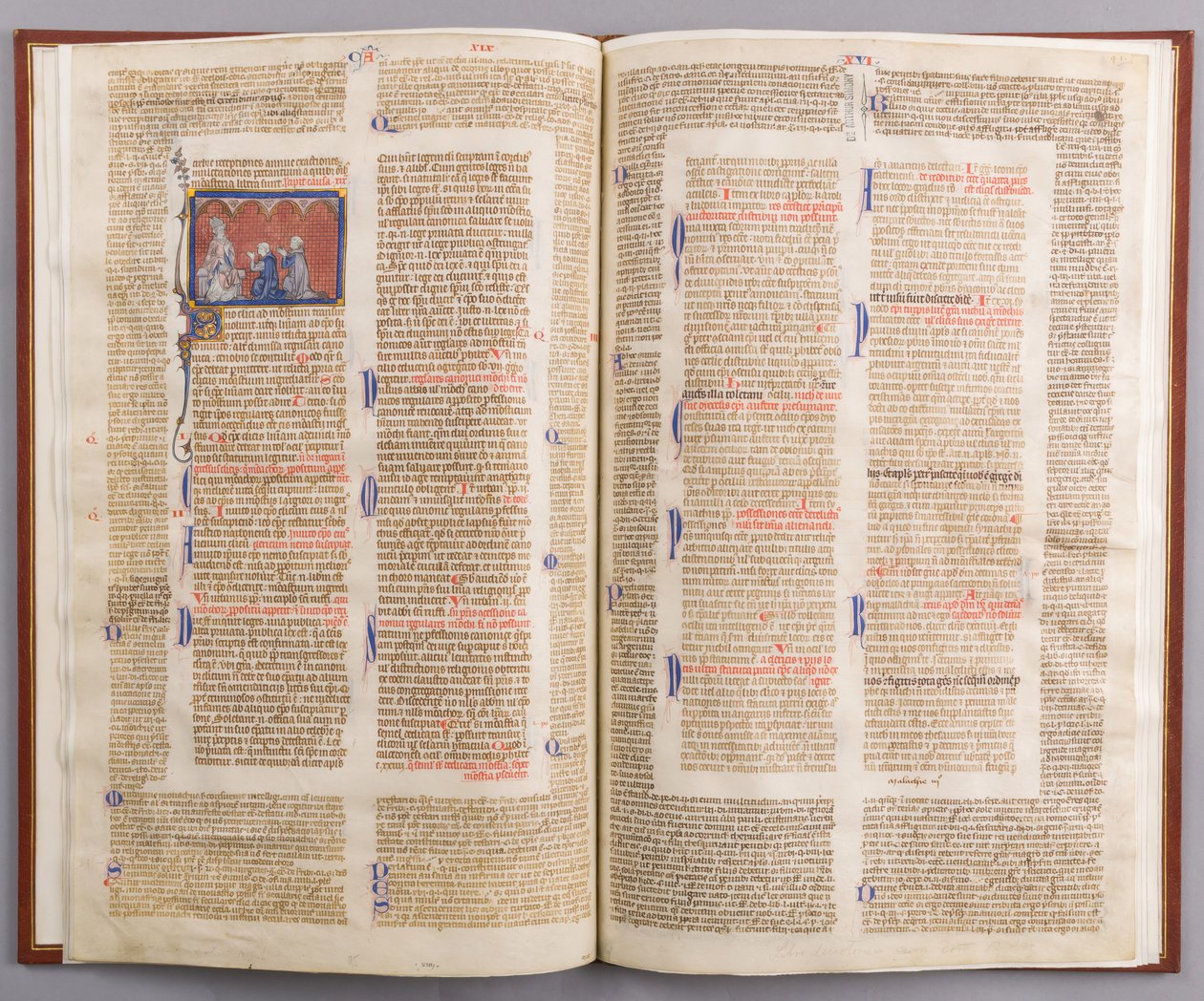 Bifolium med Decretals of Gratian, French, ca. 1290. av Unbekannt