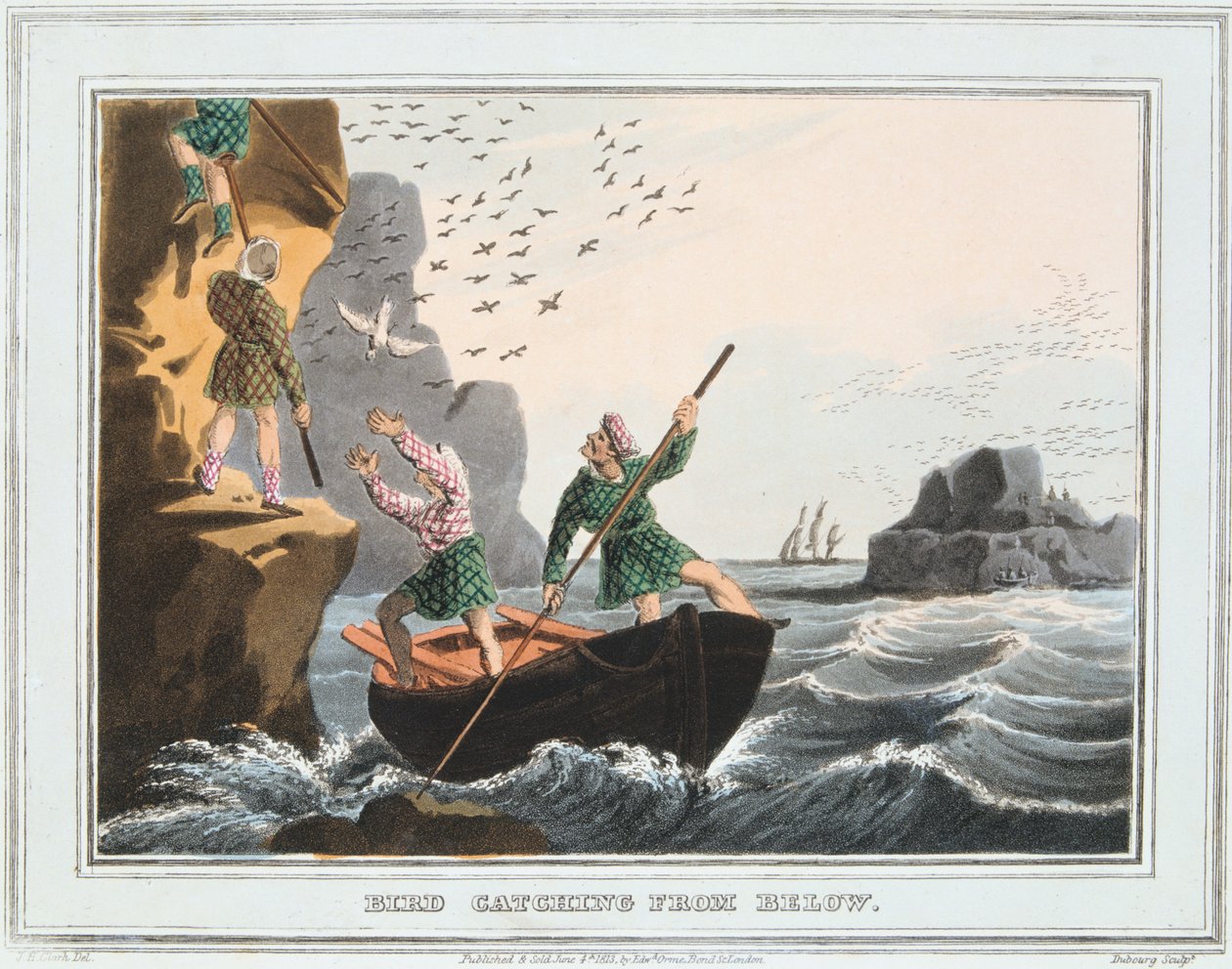 Fuglefangst nedenfra, Shetlandsøyene, 1813 av Unbekannt
