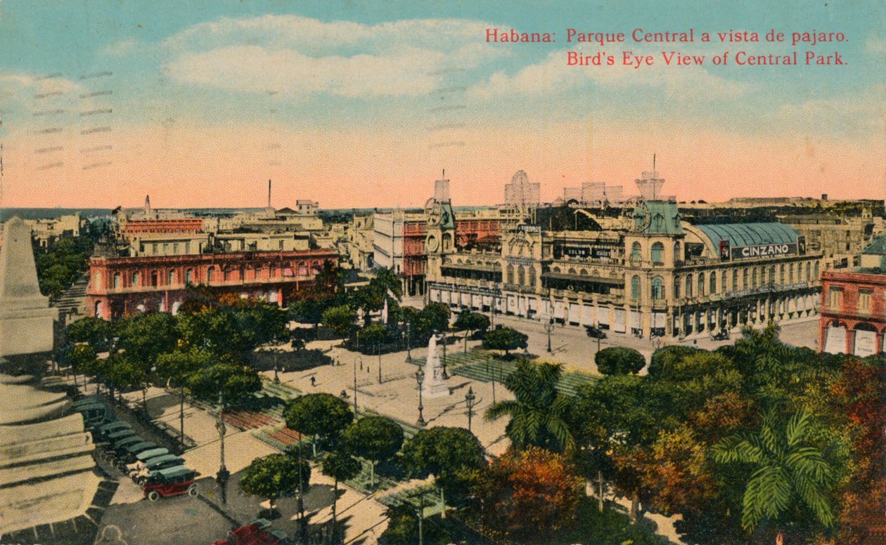 Fugleperspektiv av Central Park, Havana, Cuba, c1919 av Unbekannt