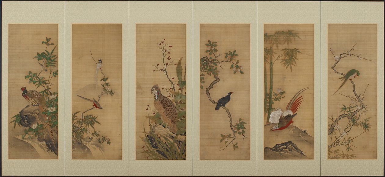 Fugler og blomster, Edo-perioden, 1700-tallet. av Unbekannt