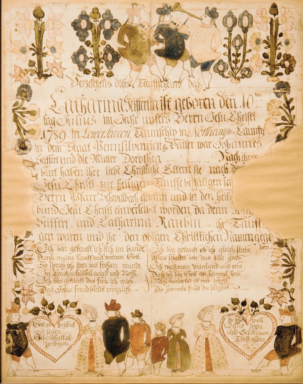 Fødsels- og dåpsattest, 1789. av Unbekannt
