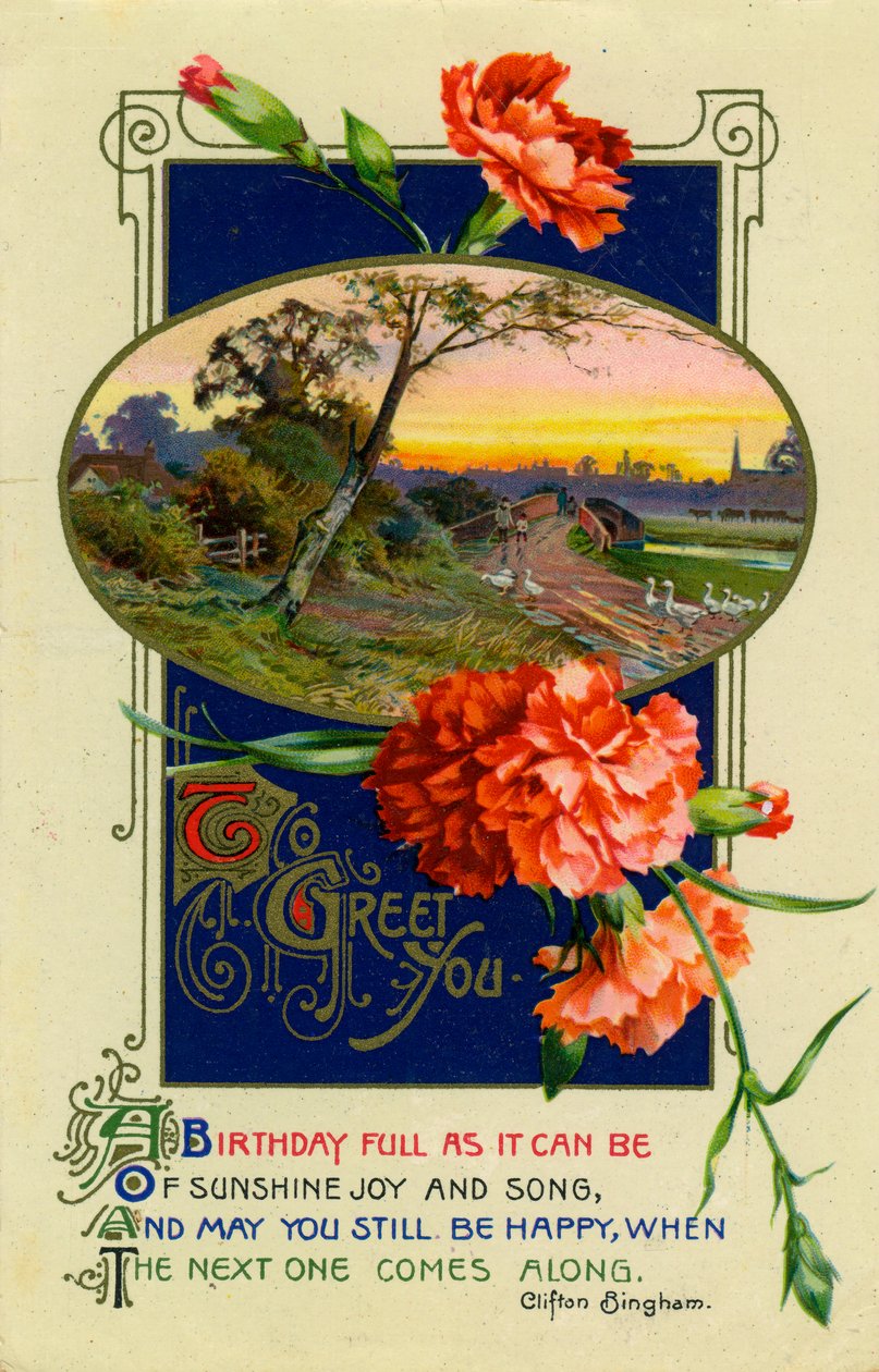 Bursdagspostkort, c1911 av Unbekannt