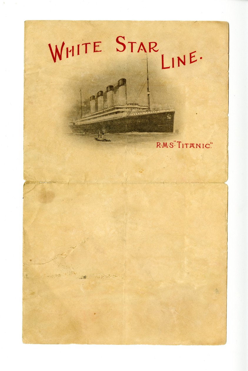Tom R.M.S Titanic -skrivesaker [gitt til hordene av en ukjent overlevende], ca. 1912 av Unbekannt