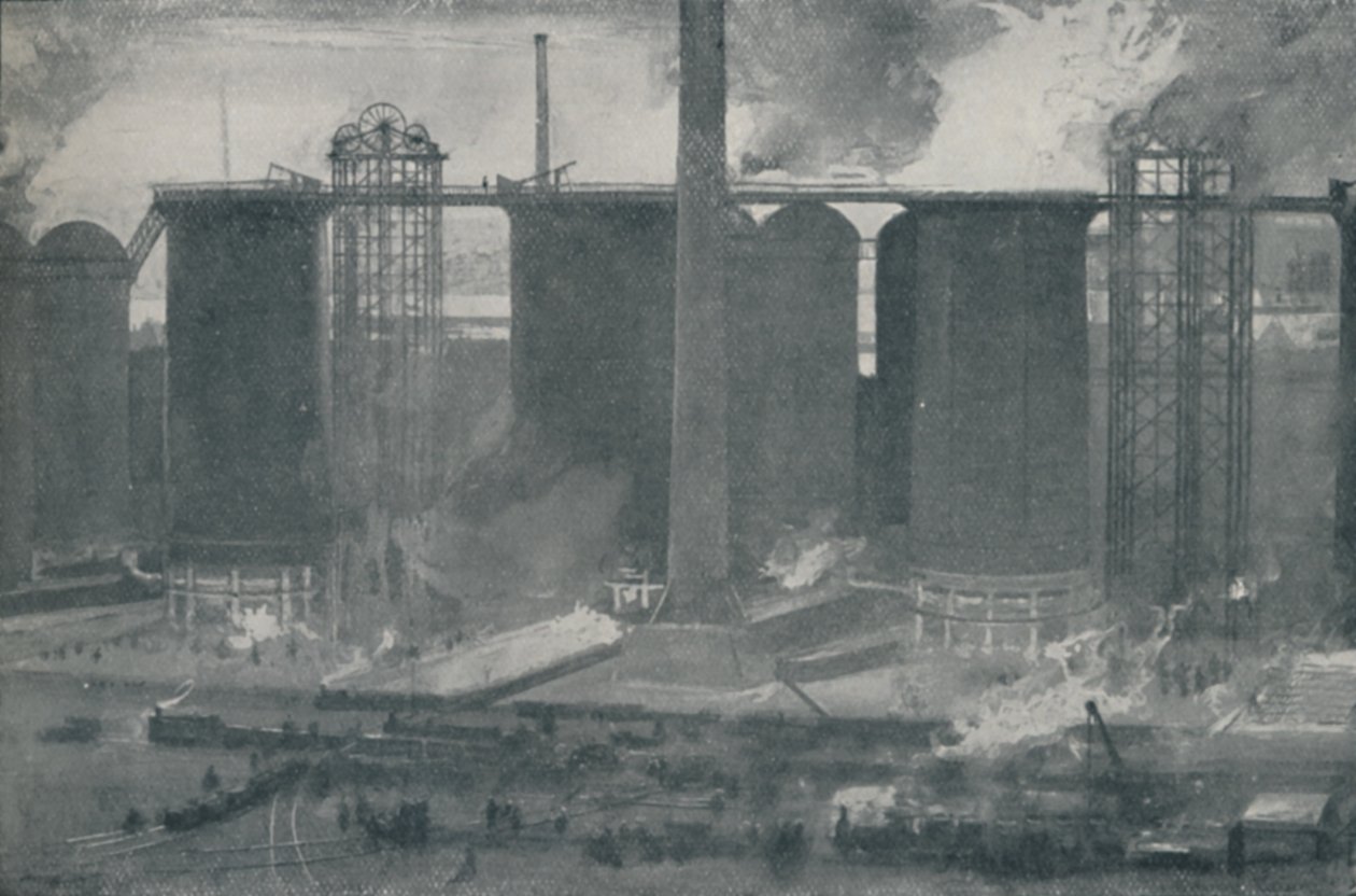 Blast-furnaces ved Bell Bros. Iron Works, Middlesborough, 1910 av Unbekannt