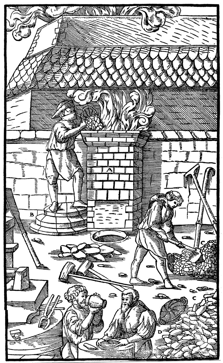 Masovn for smelting av jernmalm, 1556 av Unbekannt