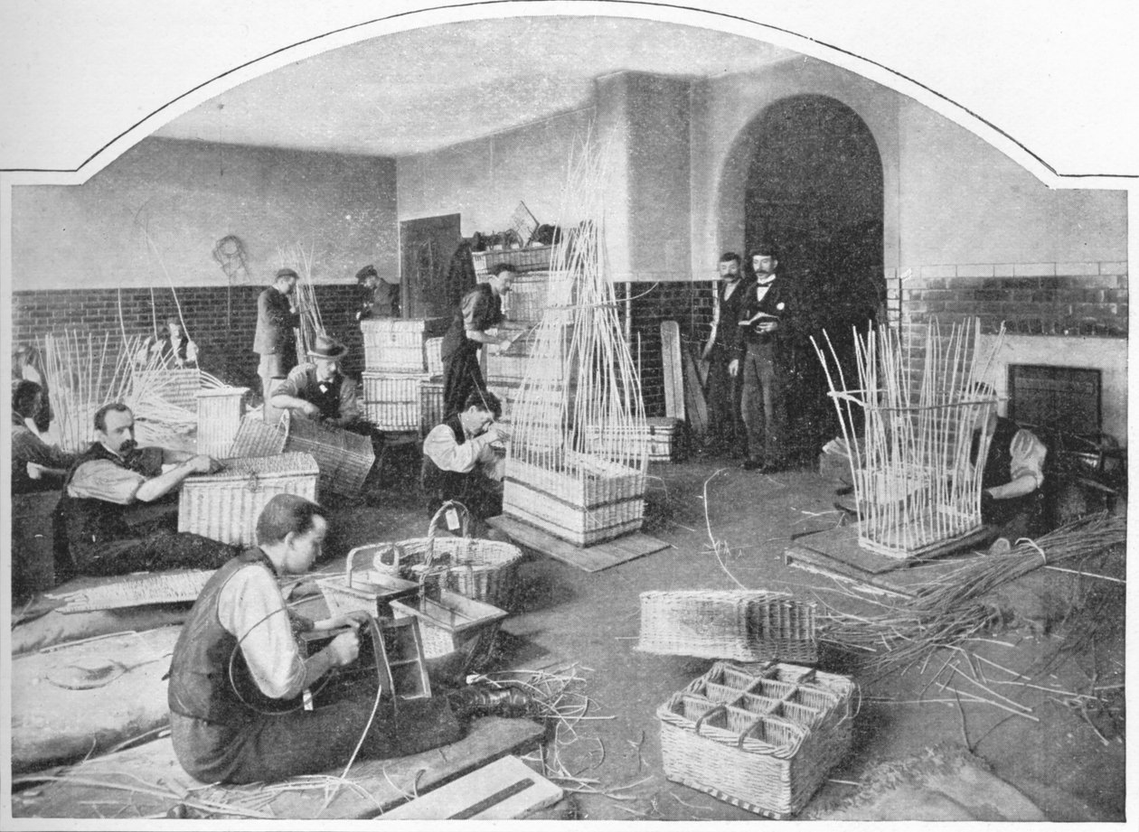 Blinde kurvmakere på jobb, Tottenham Court Road, London, c1901 1903 av Unbekannt