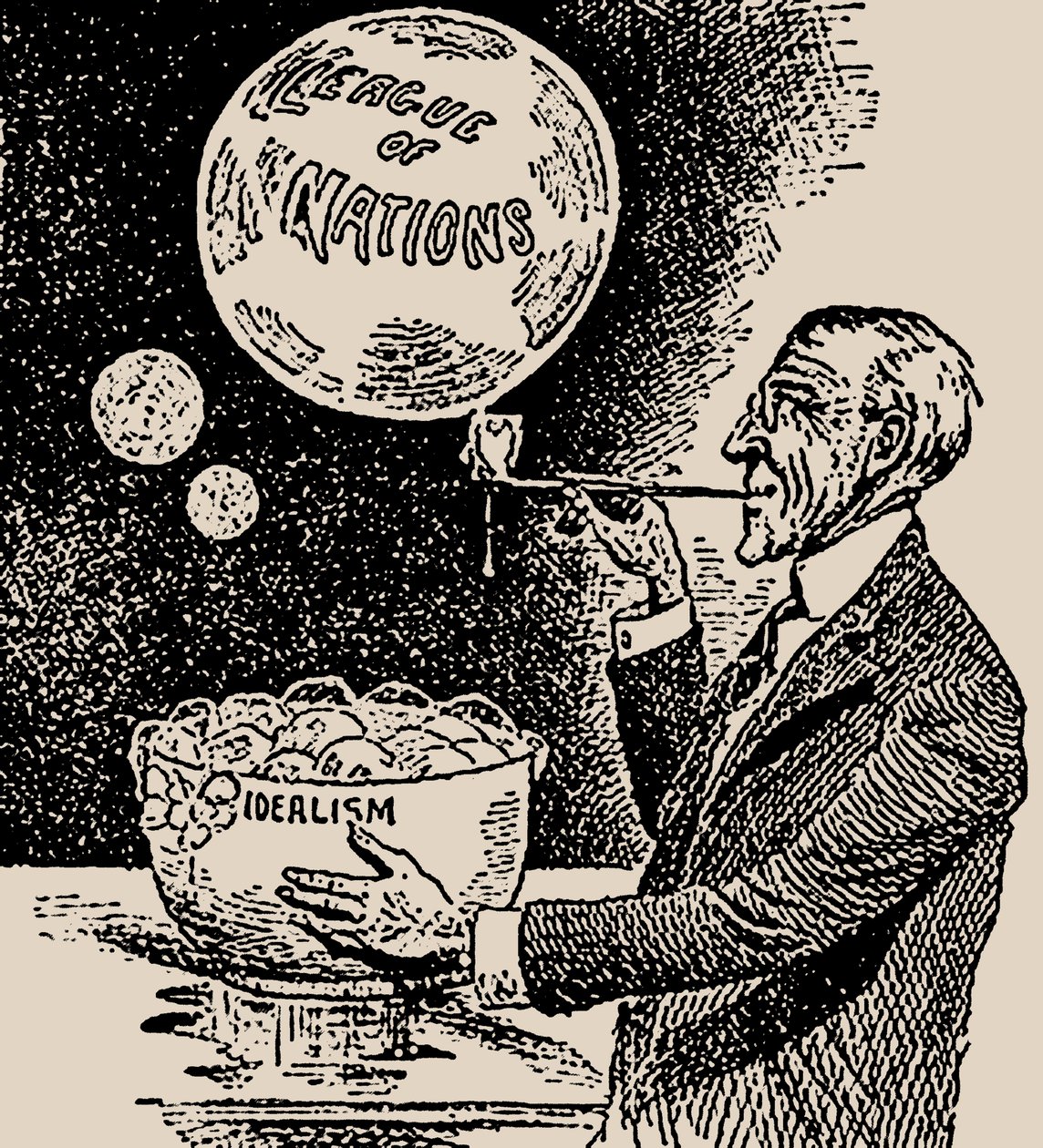 Blåse bobler. Woodrow Wilson og Folkeforbundet, 1919. av Unbekannt