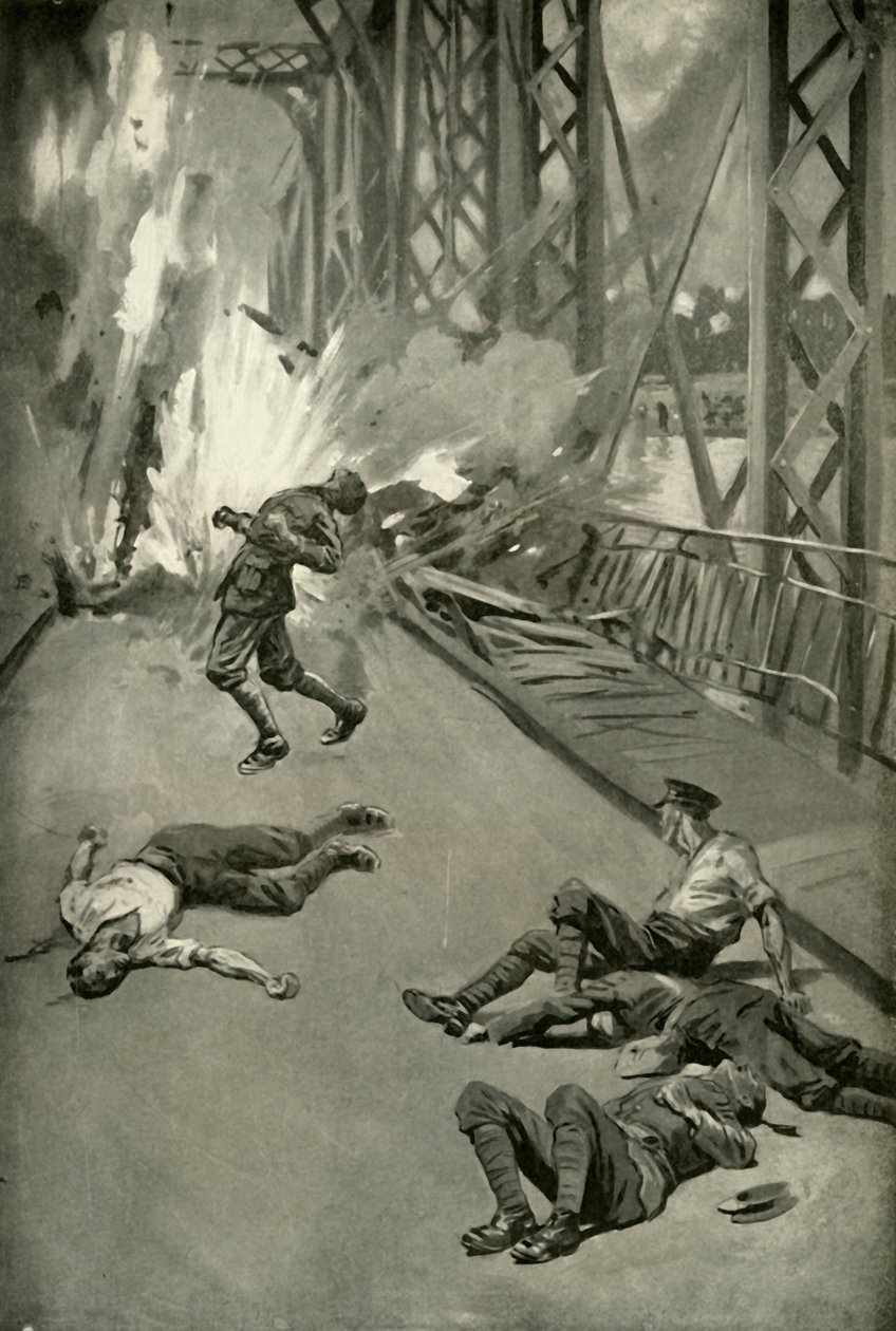 Blåser opp en bro over Aisne ved Soissons, 1919. av Unbekannt