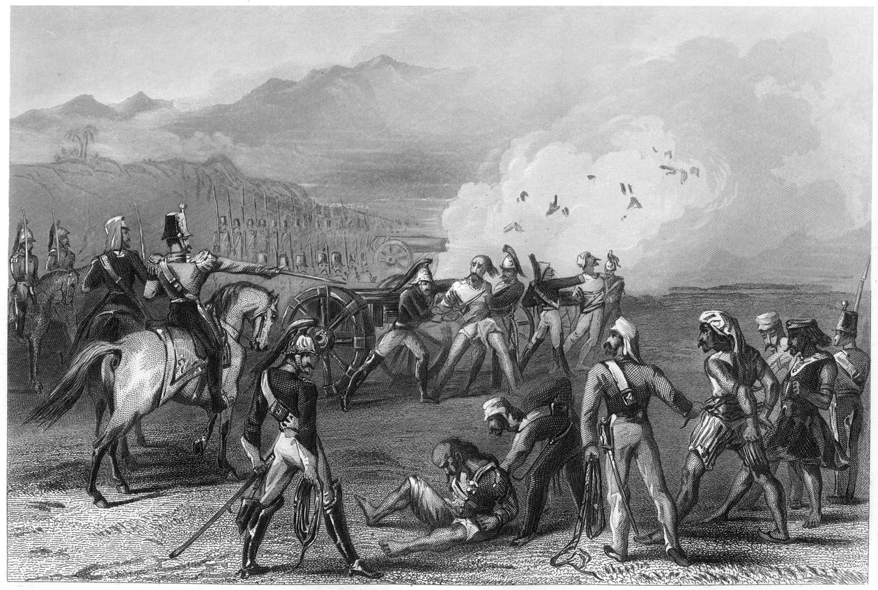 Blåser opprørske sepoyer fra våpnene, 1857, c1860 av Unbekannt