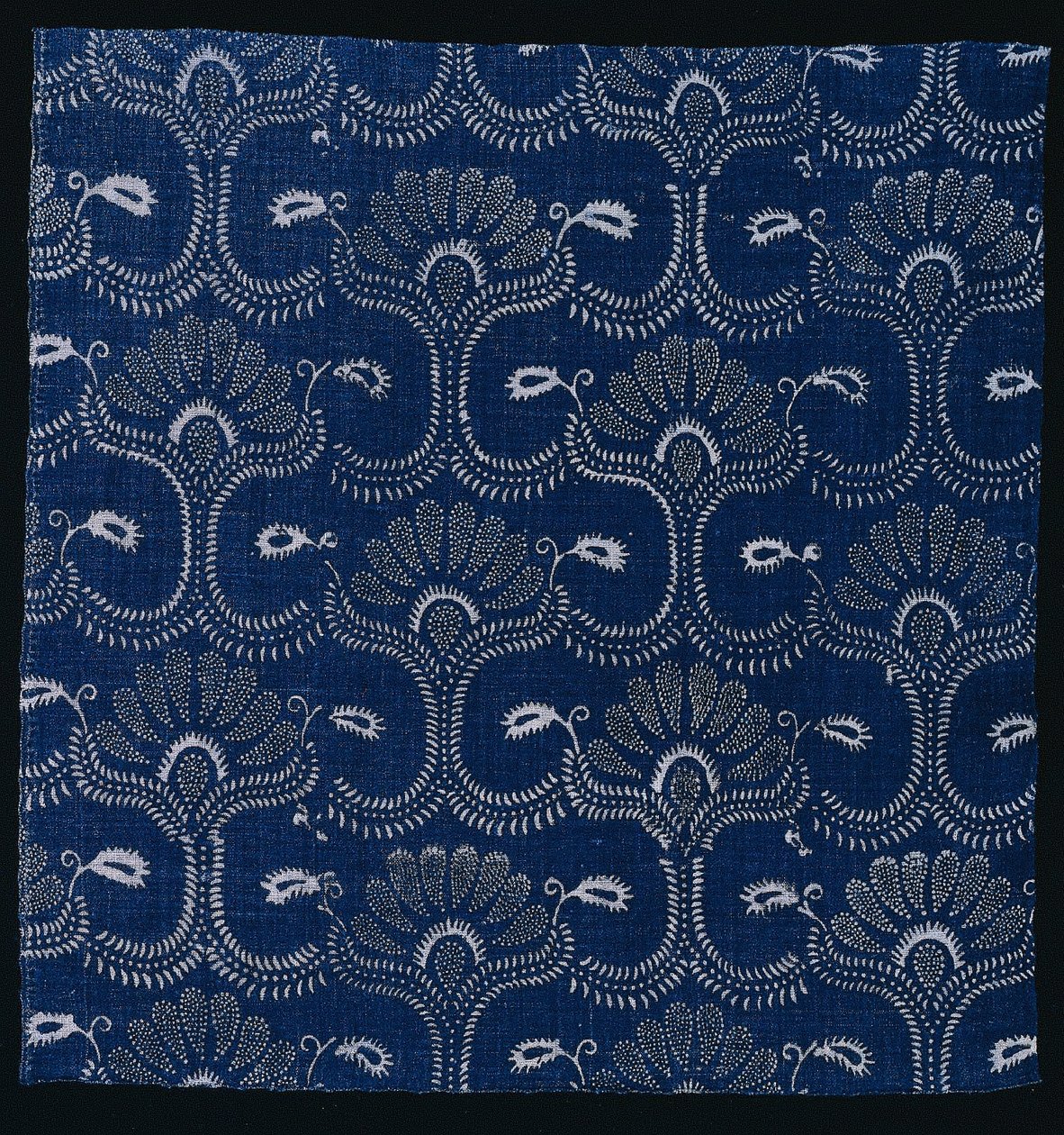 Blå Indigo Resist-trykk med stilisert bladdesign, 1790. av Unbekannt
