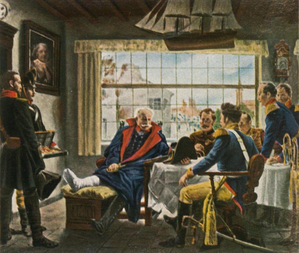 Blücher tar Napoleons medaljer og hatt i besittelse etter...Waterloo, 18. juni 1815, 1936. av Unbekannt