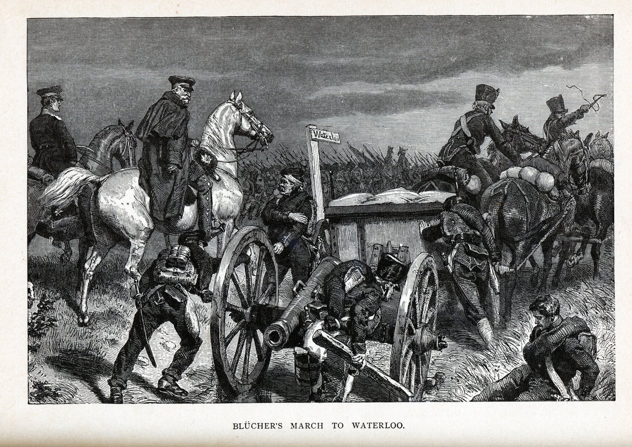 Blüchers Marsh til Waterloo, 1882 av Unbekannt