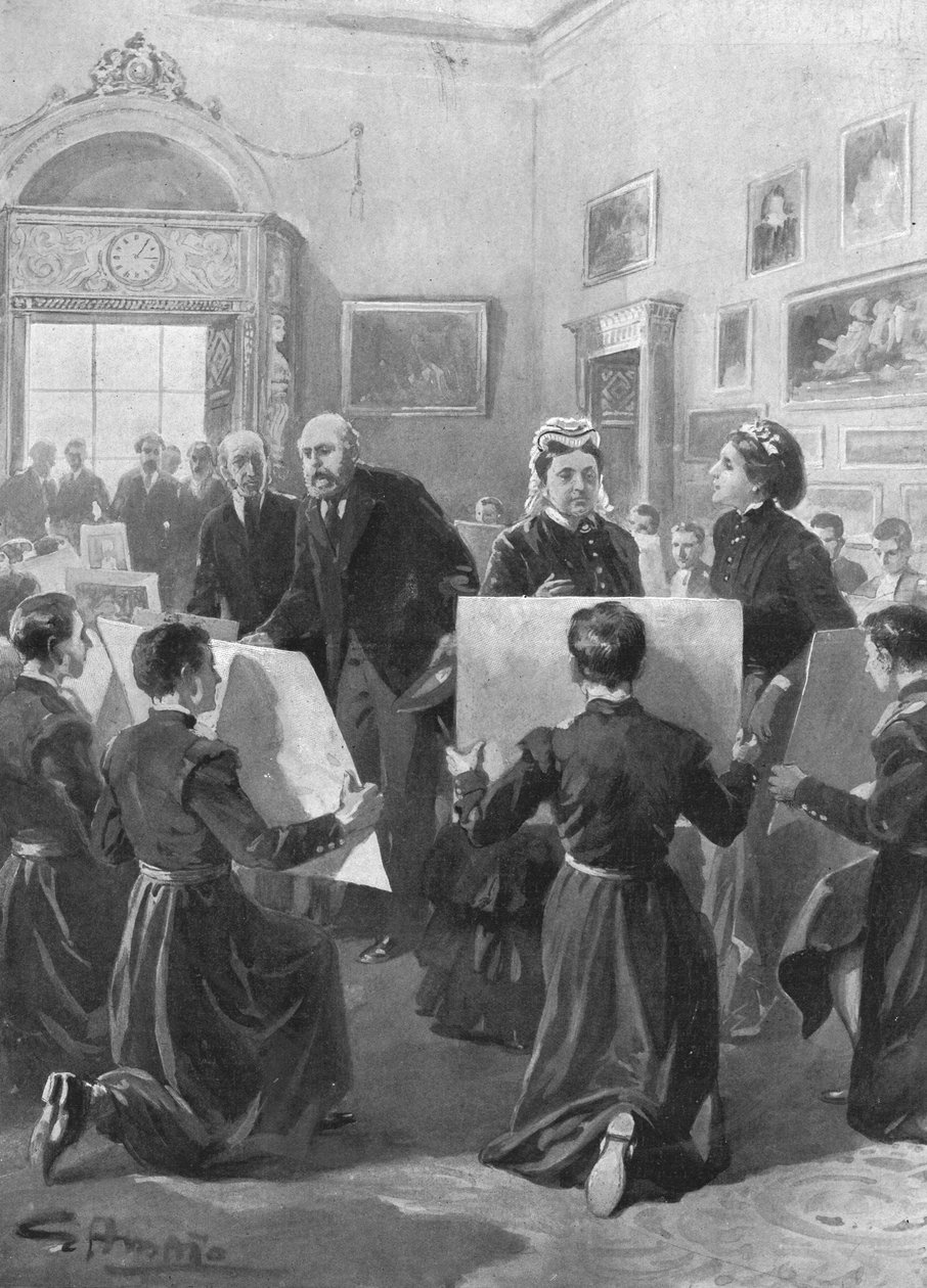 Bluecoat Boys viser tegningene sine til dronning Victoria på Buckingham Palace, 1873, 1901. av Unbekannt