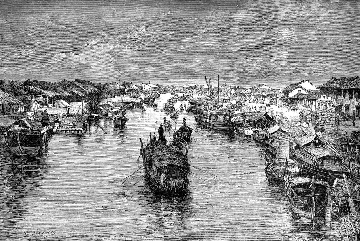 Båter på kinesiske Arroyo, nær Saigon, Vietnam, 1895 av Unbekannt