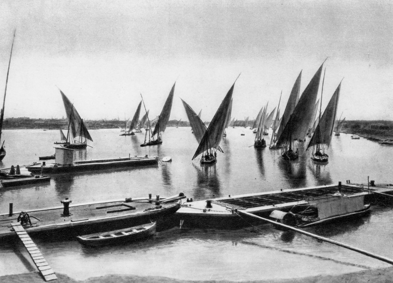 Båter på Nilen, Kairo, Egypt, ca 1920-tallet av Unbekannt