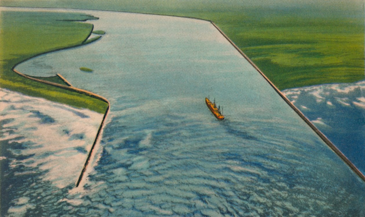 Mouths of Ceniza, inngangen til marinehavnen, Barranquilla, c1940-tallet av Unbekannt