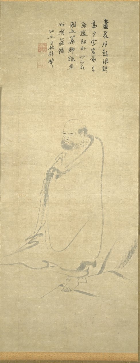 Bodhidharma krysser Yangzi på et siv, 1300-tallet. av Unbekannt