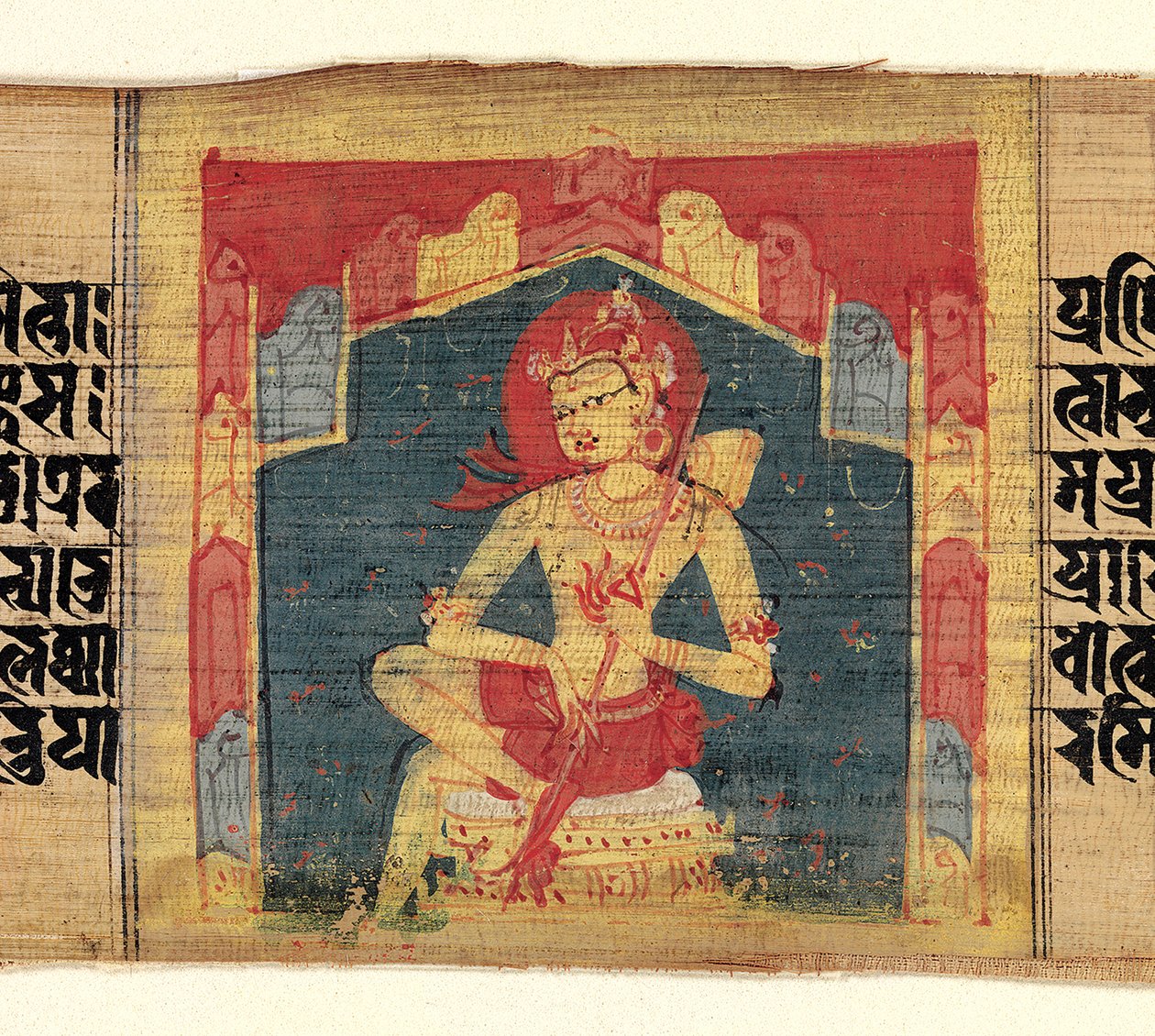Bodhisattva i en fjellgrotte, spiller et strengeinstrument Vina..., ca. 1090. av Unbekannt