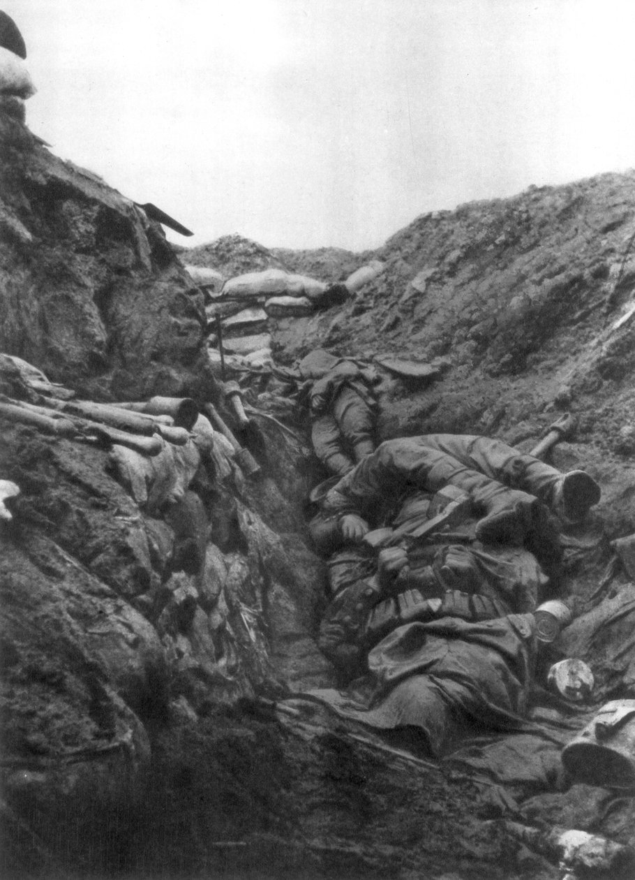Lik i en grøft ved Mort Homme, Verdun, Frankrike, 9. april 1916 av Unbekannt