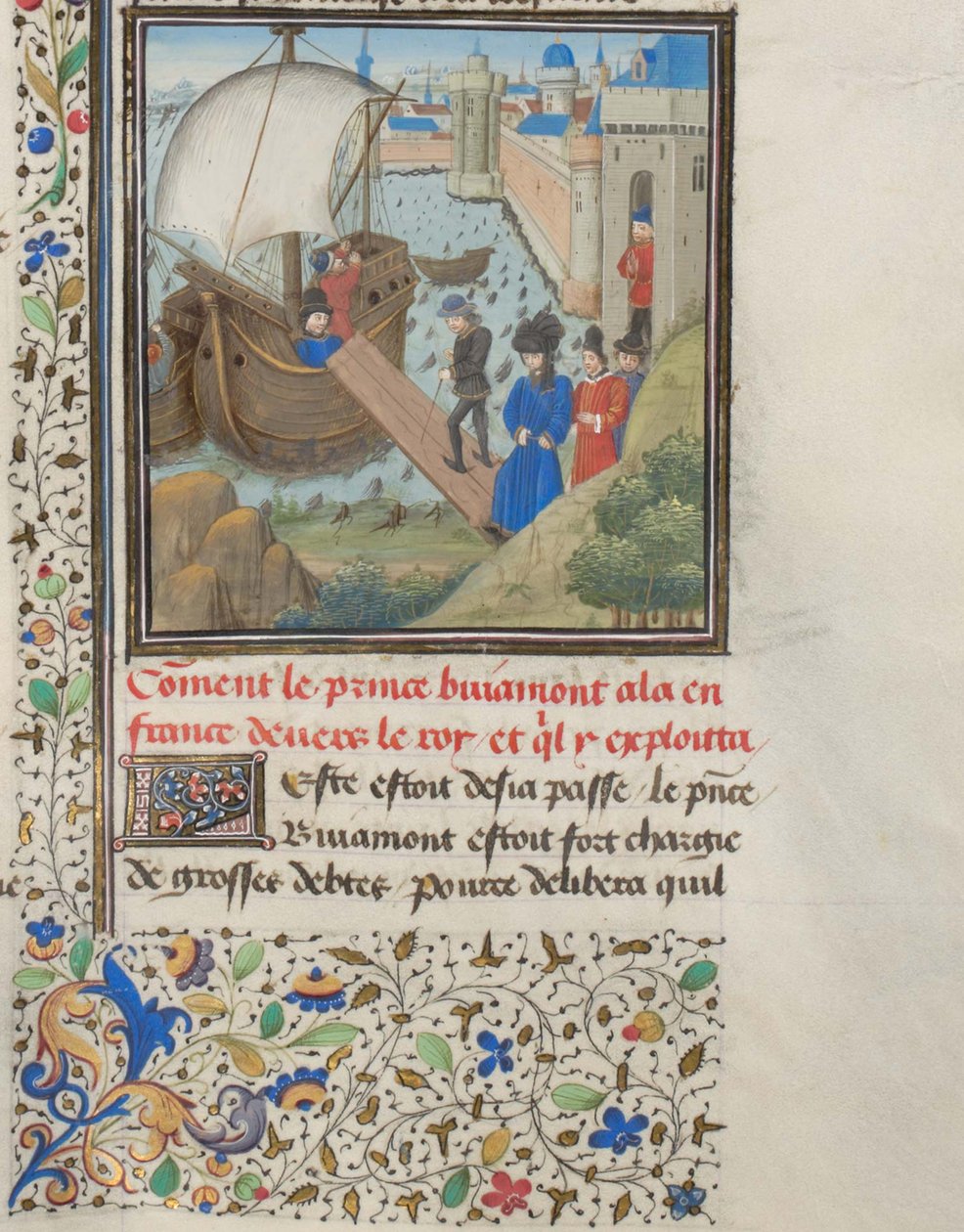 Bohemond I av Antiokia reiste tilbake til Apulia. Miniatyr fra Historia av William av Tyrus, 1460-tallet av Unbekannt